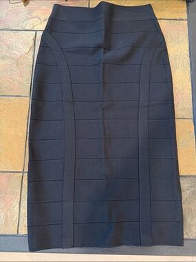 bebe Black Structured Bandage Pencil Skirt